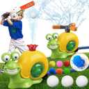 3-in-1 Water Sprinkler Baseball Toy, 360 Rotating Water Baseball Tee & T Ball Sprinkler with Water Balls, Summer Outdoor Water Toys for Kids Backyard Games Lawn Pool, Snail, Ages 3+