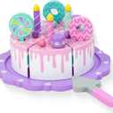 Toddler Cake Toys for Toddlers 2-5,Wooden Pretend Play Food Fake Birthday Cake,Tea Party Learning Kitchen Gift Toy for Boys Girls (Cookies Cake)