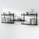 Wall Mounted Bookshelves, Floating Shelves for Wall, Wood Hanging Book Shelves for Room, Bedroom, Living Room, Easy Installation (Black, 50W x 17H)