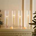 Hurricane Candle Holder Thickened Cylinder Covers 4 Pcs Taper Candle Sticks Holder Glass Tall Candlesticks Holders Centerpiece for Wedding Dining Table