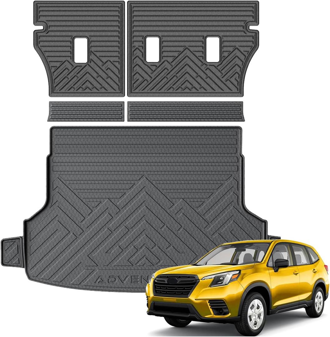 KUST Trunk Cargo Mat for 2025 2026 Subaru Forester (Not for Hybrid or Wilderness), Rubber Cargo Liner & Backrest Mat Set for Forester Accessories Rear Trunk Liner Back Seat Protector, High Edge, 5PCS