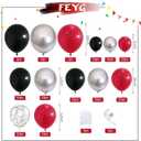 Red and Black Silver Balloon Arch Garland kit, 18/12/10/5 inch Red and Black Metal Silver Latex Balloon Set with Confetti Balloons for Graduation Baby Shower Wedding Birthday Anniversary Bachelorette