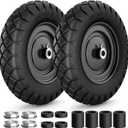 4.80/4.00-8 Flat Free Wheelbarrow Tire and Wheel, 16" Solid Puncture Proof Replacement Tires with 5/8" & 3/4" Bearings, 400Lbs Load, Universal Fit for Garden, Farm & Construction, 2Pack Black