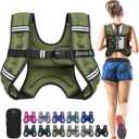 BAGAIL Weighted Vest, 5lb/8lb/10lb/12lb/15lb/20lb/25lb/30lb Weight Vest for Walking & Weight Loss, Reflective Rucking Vest with Phone Pouch for Women & Men, Home Gym & Outdoor Training (Green)