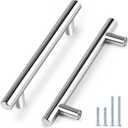 Probrico 5 Pack | 5 Inch Polished Chrome Cabinet Pulls Stainless Steel Kitchen Cabinet Handles, Round T Bar Cupboard Furniture Hardware, Drawer Dresser Pulls Handles