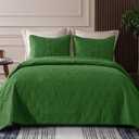 Whale Flotilla Queen Size Quilt Bedding Set, Soft Green Queen/Full Quilts Bedspreads for All Seasons, Lightweight Geometric Star Pattern Coverlets - 3 Pieces(1 Quilt, 2 Pillow Shams)
