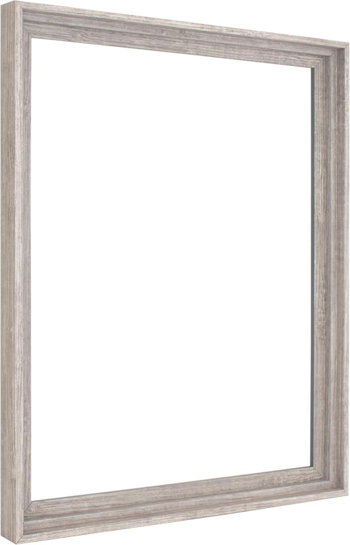 MCS Canvas Float Frames 16x20 Frame, Gray Woodgrain Finish Frame for Finished Canvases, Vertical & Horizontal Wall Hanging Large with Adhesive for Canvas Paintings (1-Pack)