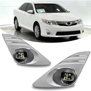 LED Fog Lights-For 2012-2014 Toyota Camry(Not for SE Models), Fog Light Assembly Replacement,Include Switch, Wiring Harness,Plug and Play,Chorme Bezels