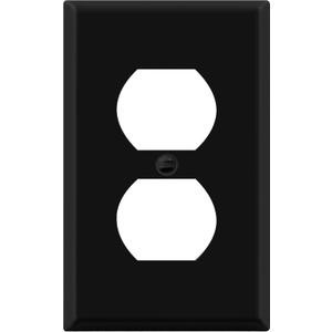 ENERLITES Duplex Receptacle Metal Wall Plate, Outlet Cover, Corrosion Resistant, Standard Size 1-Gang 4.50" x 2.76", Powder Coated Stamped Steel, 7721-BM, Black Matte