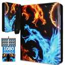 1080 Pockets Card Binder 9 Pocket, Trading Card Binder with 60 Page Removable Sleeves, Zipper Card Book Album Holder