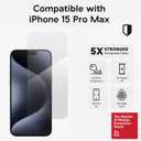 ZAGG InvisibleShield Glass Elite Screen Protector for iPhone 15 Pro Max - 5X Stronger Tempered Glass, Scratch & Impact Protection, Smudge-Resistant, Easy to Install - Clear