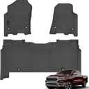 AUXKO All Weather Floor Mat for Dodge Ram 1500 Crew Cab 2019-2024 New Body (NOT Classic) with Under Storage TPE Ram 1500 Accessory All Season Guard Odorless Anti-Slip Liner Black