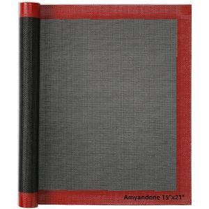 Perforated Silicone Baking Mat for Two-Thirds Size Pan, Non-Stick Eclair Baking Mat for 15x21 Big Sheet, Reusable Cookie Sheet Liner for Two Thirds Sheet Pans for Sugar Cookies 1 PCS (Black Background with Red Trim)