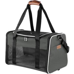 Cat Carrier - Portable Foldable Dog Pet Carrier, Soft-Sided Pet Bag up to 28 Lbs, Airline Approved Travel Puppy Carrier (19.7"L x 12"W x 12"H, Brown)