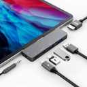 iPad Pro USB C Hub adapter with 4K HDMI,3.5mm Jack,2 x USB3.0,PD 60W,USB C Data,SD/TF Card Slot,6in1 adapter for M2 M1 iPad Pro 11 12.9 2022-2018,iPad Air/Mini
