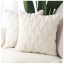 MADIZZ Set of 2 Soft Polyester Short Wool Velvet Decorative Throw Pillow Covers 20x20 inch Beige Square Luxury Style Cushion Cases Pillow Shell for Sofa Bedroom