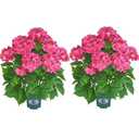 QIANYUN Artificial Hydrangea Tree 29" Tall (Set of 2), Faux Pink Hydrangea Plant in Pot, Realistic Artificial Plant for Indoor Outdoor Porch, Patio, Balcony Decor