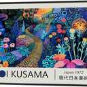 Vintage Colorful Japanese Poster Japan 1972 Modern Fine Arts Exhibition Canvas Wall Art Abstract Garden Polka Dots Flowers Prints Painting For Home Bedroom Dorm Wall Decor 12x16in Unframed