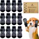 Dog Socks 12 Pack to Prevent Licking Paws, Anti Slip Dog Booties and Paw Protectors for Hardwood Floors Hot Pavement, Suitable for Small Medium Large Senior Dogs - Size Small