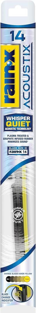 Rain-X Acoustix 14" Wiper Blades (Pack Of 1), Whisper Quiet Automotive Replacement Windshield Wipers, Plasma Treated & Graphite-infused Coating for Smooth Performance & Long-lasting Durability