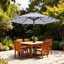 ABCCANOPY Durable Solar Led Patio Umbrellas with 24LED Lights 7.5FT with 6 Sturdy Ribs (Fog Gray)