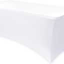 Obstal Spandex Table Cover 6ft Fitted Tablecloth Rectangular - Stretch Rectangle Folding Table Cloth for Birthday Party Wedding Banquet, White, 72L x 30W Inch