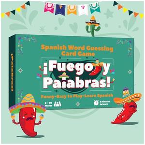 Spanish Games Taboo Charades | Bilingual Acting & Learning Card Game – Easy & Fun Challenges To Practice Spanish | Perfect For Family Game Night, Gifts, Reunions, Groups, Parties | Fuego y Palabras