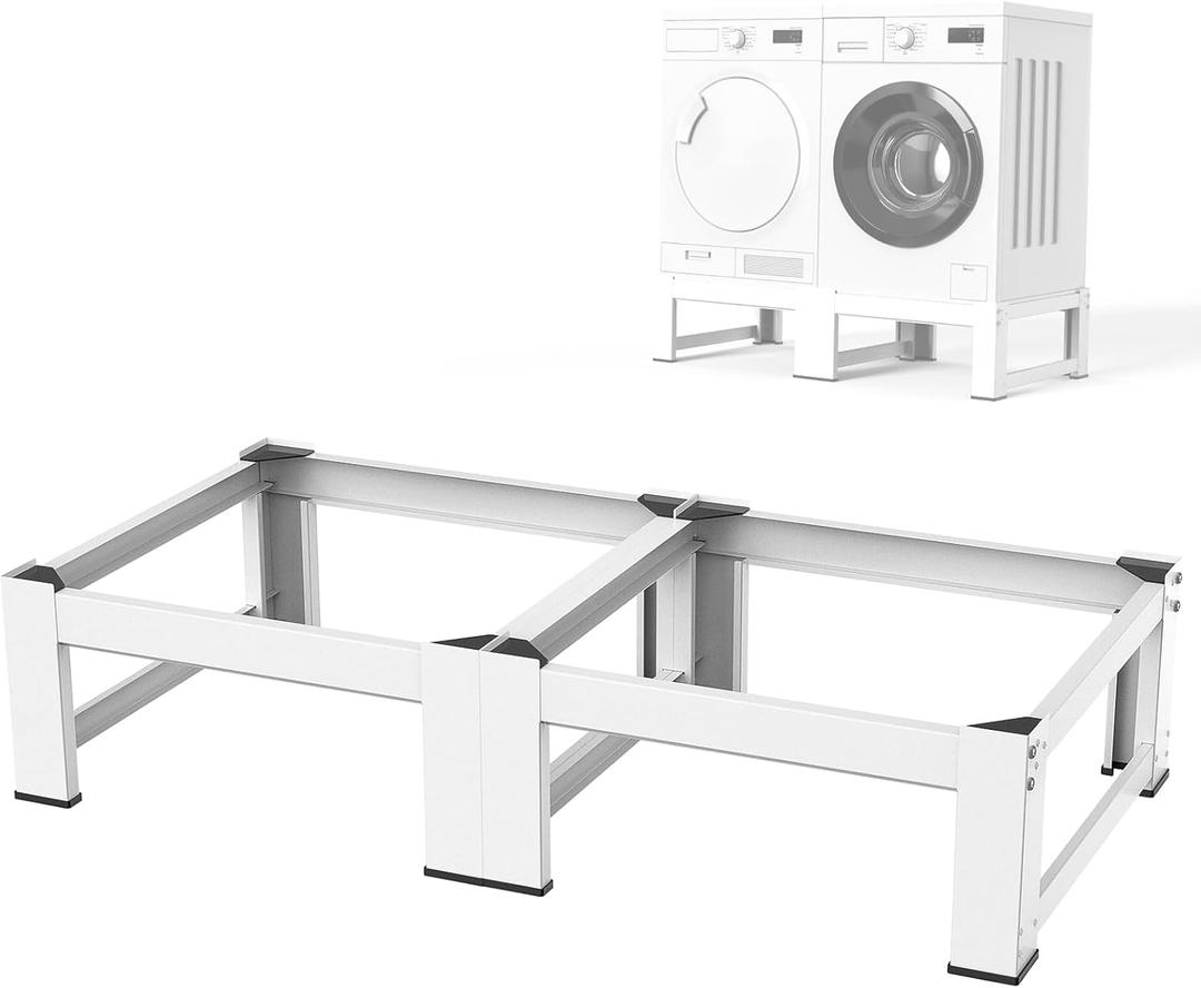 28''W Washer and Dryer Pedestals - 12.6" Height Heavy Duty Metal Laundry Pedestals for Washer and Dryer, Easy Install Risers for Washer and Dryer, White