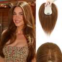 LEDIZE Hair Toppers for Women Real Human Hair, 360° Cover Middle Part Human Hair Toppers for Women with Thinning Realistic Scalp Line Upgrade Basement Toppers Hair Pieces (Mocha Brown, Side Bangs)