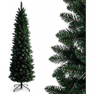 6ft Artificial Pencil Christmas Tree, Slim Xmas Tree with Metal Stand