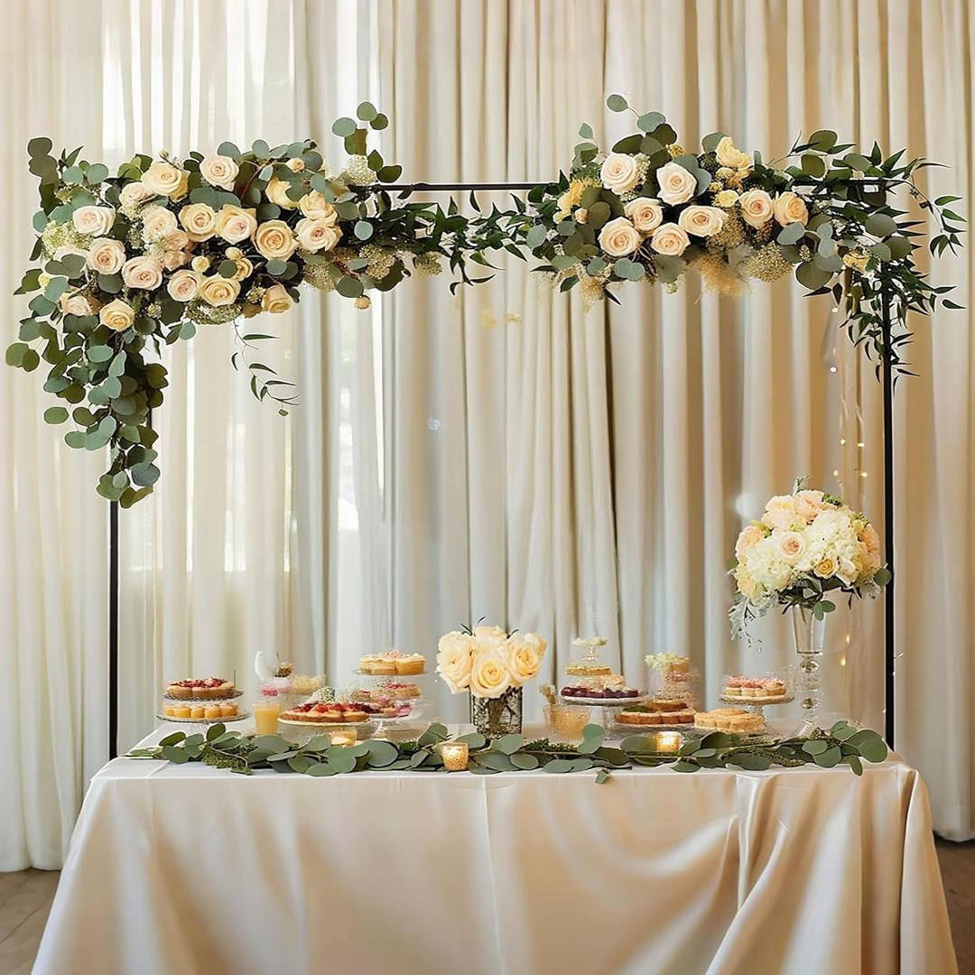 Afahok Over The Table Rod Stand with ClampsAdjustable Height Metal Balloon Arch StandBlack Table Arch for Wedding Anniversary, Birthday Party Christmas Decoration