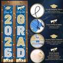 2026 Graduation Banner Congrats Grad Blue - Class of 2026 Porch Sign for Party, Porch Banner Outdoor Graduation Decorations