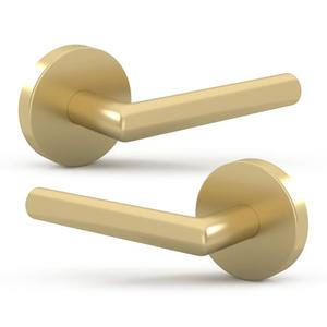 Mega Handles Ronn Dummy Lever Door Handle Set for Closet or French Doors, Single Side, Non-Turning Reversible Door Levers, Fits All Standard Door Sizes, Screws Included - Satin Brass (2 Pack)