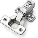 Ravinte 2 Pack 1 Pair Short Arm Kitchen Cabinet Hinges for 1/2 Inch Overlay Cabinet, Brushed Nickel 105 Degree Opening Angle Hinges, Soft Close Concealed with Mounting Screws for Face Frame Door