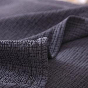 BOV Muslin Blanket for Bed - Soft-Aging Stonewashed Cotton Blanket and Pillow Cover Set, Timeworn Texture Muslin Blankets for Adults King Size Blankets for Bed Couch Sofa, Dark Gray 59"X98"