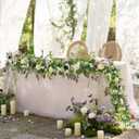 6FT Eucalyptus Garland with Flowers, 6 Pack Artificial Greenery Garland Hanging Spring Eucalyptus Garland Suitable for Table Wedding Backdrop Arch Wall Party UV Protected Indoor Outdoor Decor