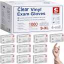 Schneider Clear Vinyl Exam Gloves, 4-mil, XL 1000-ct Case, Latex-Free, Disposable Gloves, Medical Gloves, Cleaning Gloves, Food Prep Gloves, Food Safe Rubber Gloves, Powder-Free, Non-Sterile