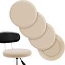 Tatuo Round Bar Stool Seat Covers Washable Stool Cushion Slipcover Elastic Bar Chair Covers for 14-17 Inch Chair (Beige, 4 Pieces)