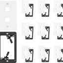 VCE Keystone Wall Plate (UL-Listed) 2-Port with Low Voltage Mounting Bracket for Ethernet, Coax, HDMI Keystone Jack Insert, 10 Pack