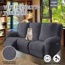 Genina Recliner Sofa Covers - Stretch Reclining Couch Covers with Stripe Jacquard - 3 Seat Cushion Slipcovers with Soft Fabric - Furniture Protector for Pet Kid (Dark Gray)
