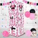 TONIFUL Pink Mouse 1st Birthday Party Supplies Pink Balloon Box with Letters, Mouse Theme One Year Old Birthday Party Favors for Girls Baby Shower B-Day Decoration