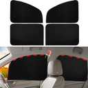 Ovege Car Window Shades Magnetic - Side Window Sun Shade Car Curtain Suedette UV Protection Privacy Baby Suction Magnetic Front&Back 4pcs