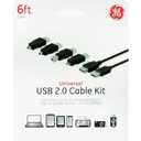 GE 3390127 6-foot 4-in-1 USB Cable Kit, Black