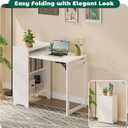 HDDFER Folding Desk with Built-in Outlet,for Small Spaces,Hidden Desk with Storage Shelf, Foldable Computer Desk for Bedroom Home Office, Mid Century Modern Fold Out Table Writing Table, White, 19.69"D x 39.37"W x 33.46"H
