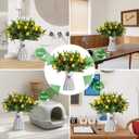 4-in-1 Faux Plant Set-Artificial Eucalyptus and Lemon Stems with Plastic Hollow Vase, Nano Mineral Odor Absorber Beads & Lemon Scented Pellets for Home Decor Air Fresh