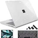 May Chen Case Compatible for 13.5" Microsoft Surface Laptop 5/4/3 with Metal Palm Rest Model 1951/1868, Plastic Hard Shell Case with Screen Protector + Keyboard Cover + Dust Plug, Clear Glitter