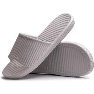 Happy Lily Shower Shoes, Women & Mens Shower Slippers, Slides Sandals Pool Slides House Slippers Non-Slip Indoor Bathroom Shoes Beach Sandals (8.5-9.5 Women/7.5-8.5 Men, Grey)