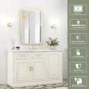 LED Bathroom Mirror with Lights, 24x36 Inch Gold Metal Framed LED Mirror for Bathroom, 3 Colors and Stepless Dimmable Wall Mounted Lighted Bathroom Vanity Mirror, Anti-Fog, Memory