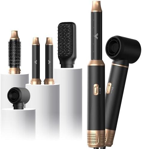 UKliss 5 in 1 Hair Styler & Blow Dryer Brush, Upgraded Detachable Hair Dryer Brush with Negative Ion, Air Curling Wrap for Drying, Curling, Straightening & Volumizing, Styling Tools for All Hair Types