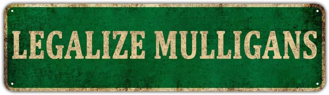 KIOZIY Legalize Mulligans 4" x 16" Funny Tin Sign, Golf Accessory Clubhouse Decor Man Cave Sports Bar Wall Art